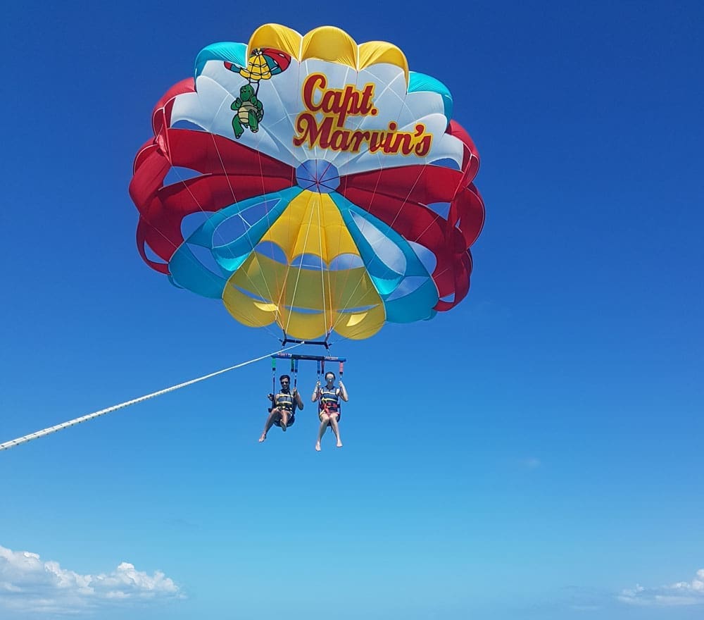 Private parasailing charter above Turks and Caicos
