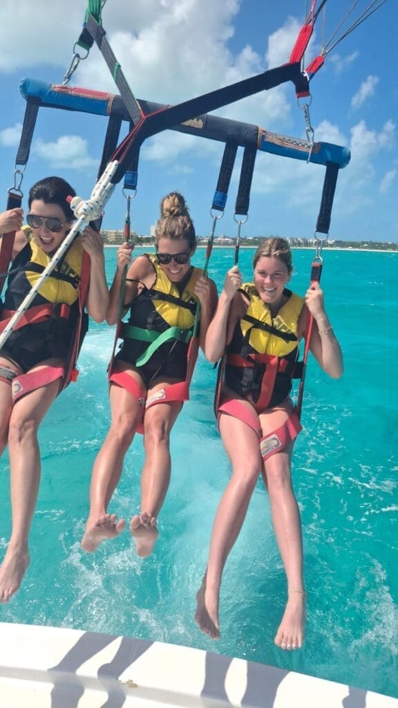 Parasailing over Grace Bay Beach, Turks and Caicos